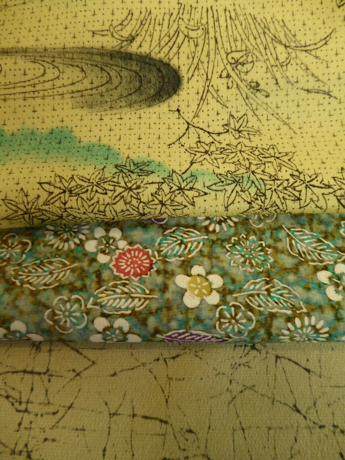 10 Piece Bundle #20 Vintage Japanese Kimono Silk Scrap Remnants 