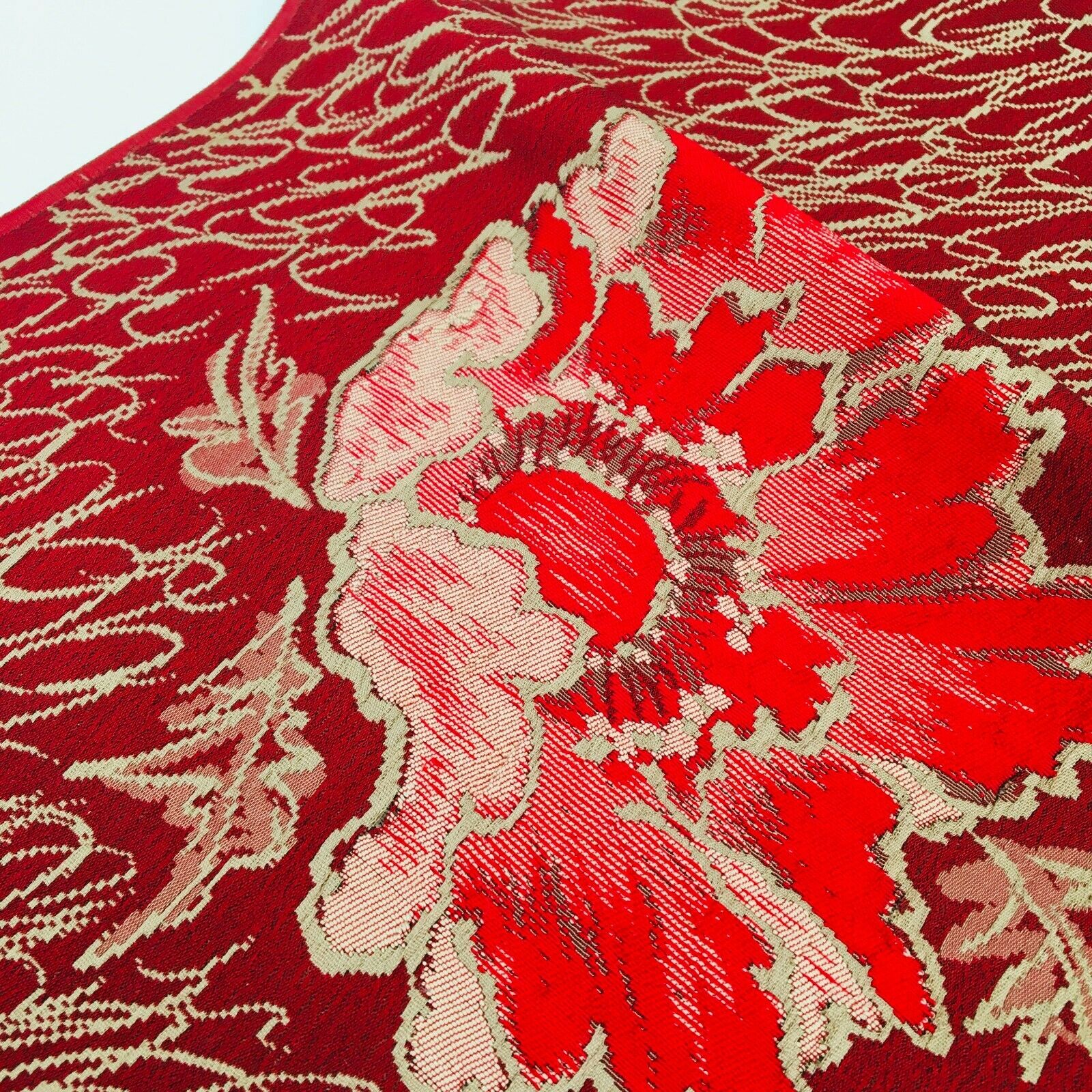 J-Silk Fruit Punch #A 13.5x23 Vintage Silk Japanese Kimono Fabric Panel JD8